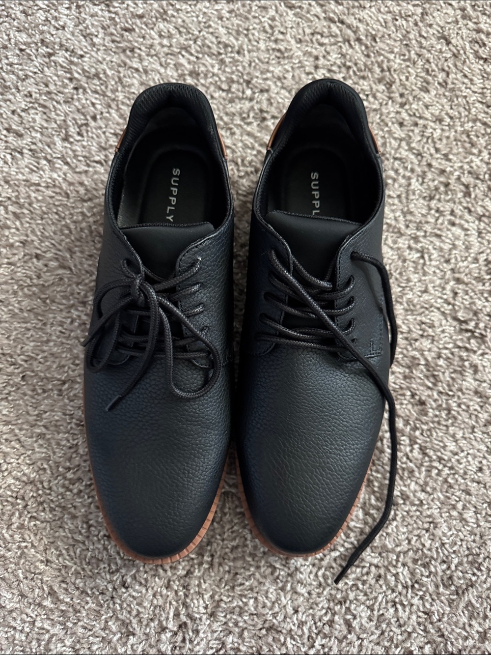 Dr. Scholl's Black Lace-Up Derby Shoes with Brown Trim